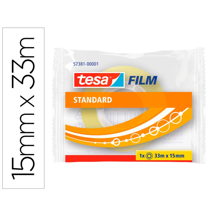 Tesa Cinta Adhesiva Transparente Standard 33 mt x 15 mm Tesa Cinta Adhesiva Transparente Standard 33 mt x 15 mm