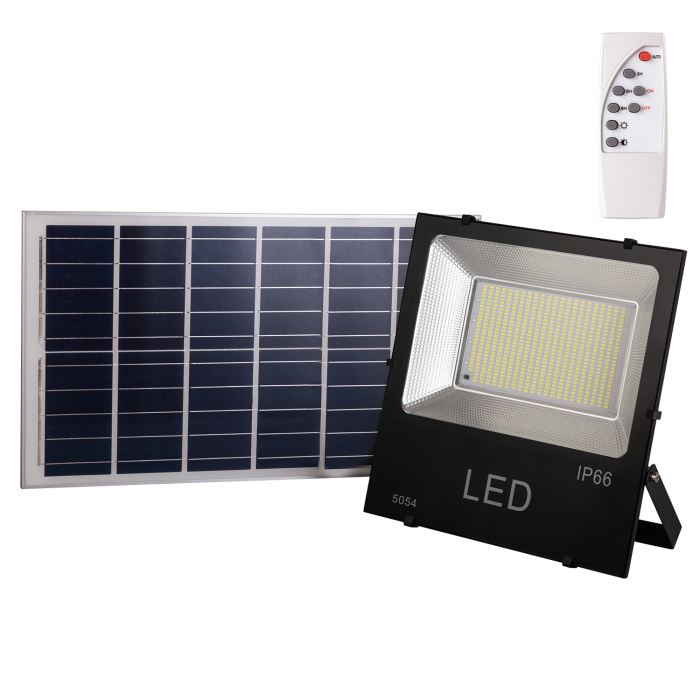 Foco Proyector LED Solar 200W 20.000Lm 6000K con Sensor de Luminosidad y Mando Remoto. Panel 6V/30W, 40.000H [HO-626006-CW]