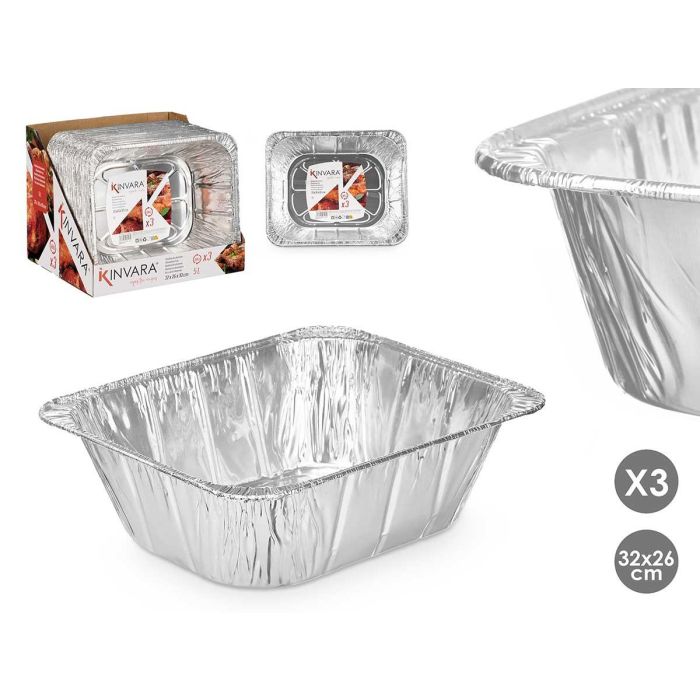 Set 3 Bandejas Rectangular Aluminio Honda 32X26Cm Kinvara (24 Unidades) Set 3 Bandejas Rectangular Aluminio Honda 32X26Cm Kinvara (24 Unidades)