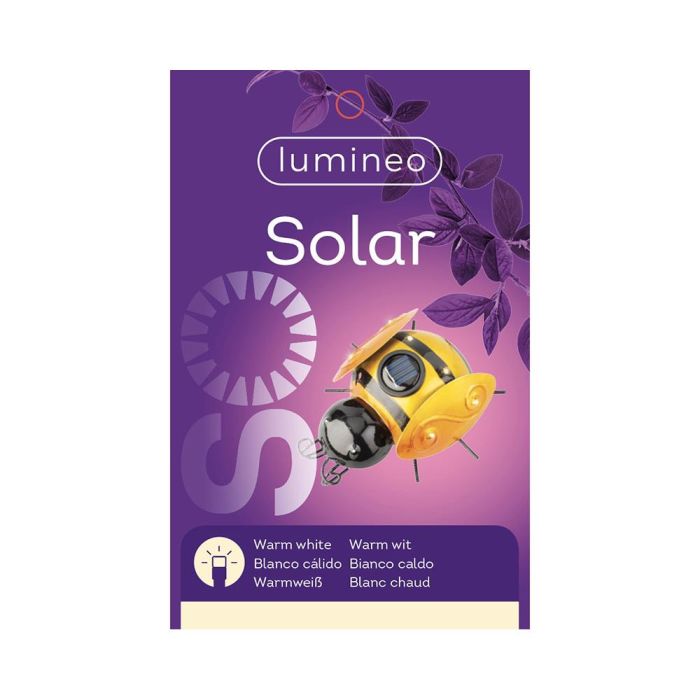 Lumineo Figura Luz Solar Metálica Abeja 14,5x13x5cm Luz Cálida 6 Leds Batería 1,2v 6 Horas Funcionamiento Colores Surtidos 1