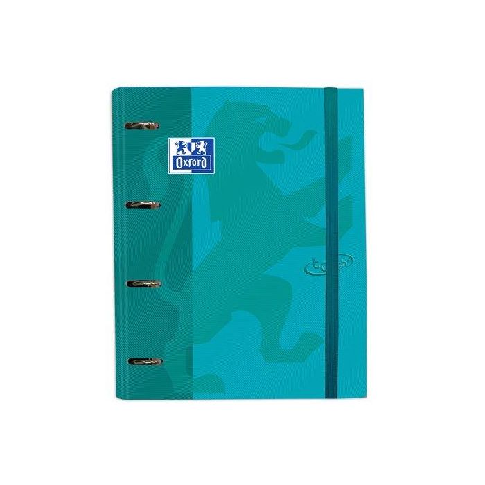 Carpebloc Oxford School Europeanbinder Touch A4+ 4 An.Mixtas 35Mm Con Recambio 100 Hj. Cuadric.5X5 Aqua 4 unidades