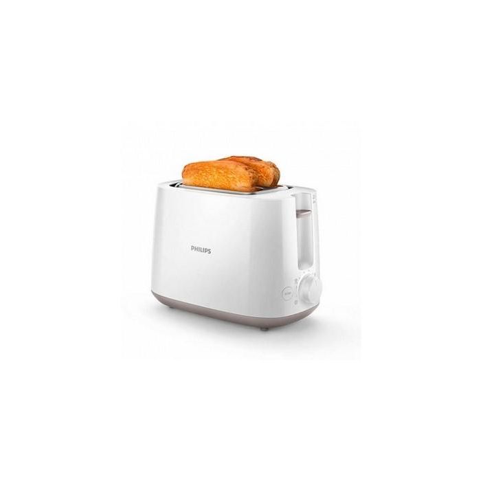 Philips HD2581/00 Tostadora Daily Collection 830W para 2 rebanadas, 8 ajustes de tostado, rejilla calientabollos, función descongelar, Blanco 1