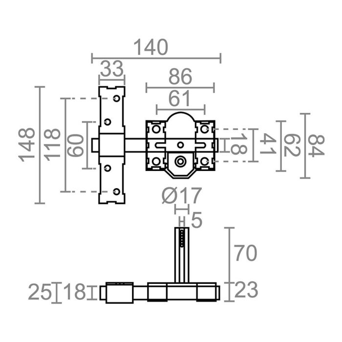 Cerrojo de seguridad Micel crr08 86b/70 Acero 70 mm Níquel Sobreponer 2 Cerrojo de seguridad Micel crr08 86b/70 Acero 70 mm Níquel Sobreponer 2