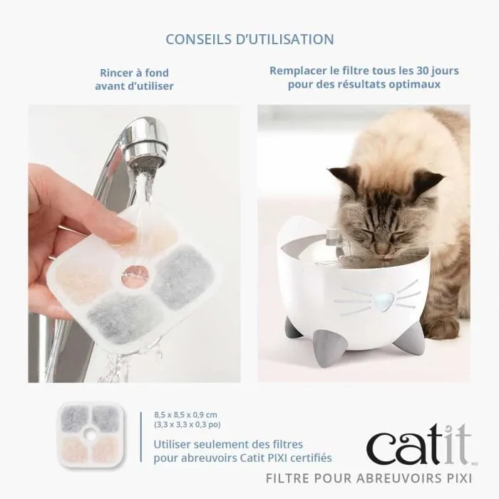 Cat It Filtros Fuente Agua 3 PIXI para Gatos con Triple Filtración 3