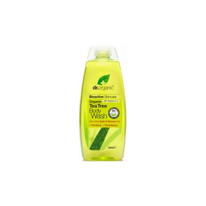 DR. ORGANIC Gel de Ducha Árbol del Té Orgánico 250ml para Piel Irritada y con Exceso de Grasa, Limpia Poros y Refresca