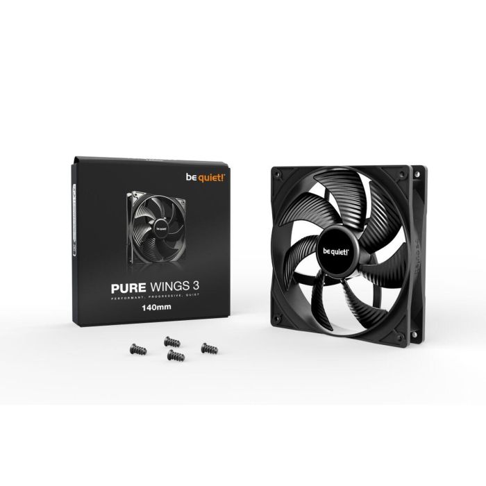 be quiet! Ventilador de Carcasa de Ordenador Pure Wings 3 140mm Negro 1200 RPM, Rodamiento Rifle, 3 pines, 21.9dB, 57.4 cfm 1