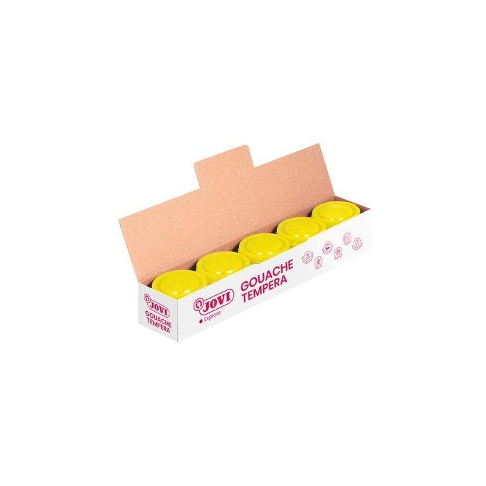 Jovi Tempera escolar amarillo limón 35 ml, pintura al agua opaca secado rápido para papel, cartulina, madera, tela