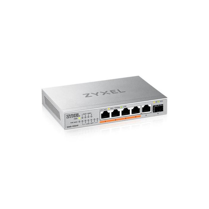 Zyxel XMG-105HP No administrado 2.5G Ethernet (100/1000/2500) Energía sobre Ethernet (PoE) Plata Zyxel XMG-105HP No administrado 2.5G Ethernet (100/1000/2500) Energía sobre Ethernet (PoE) Plata