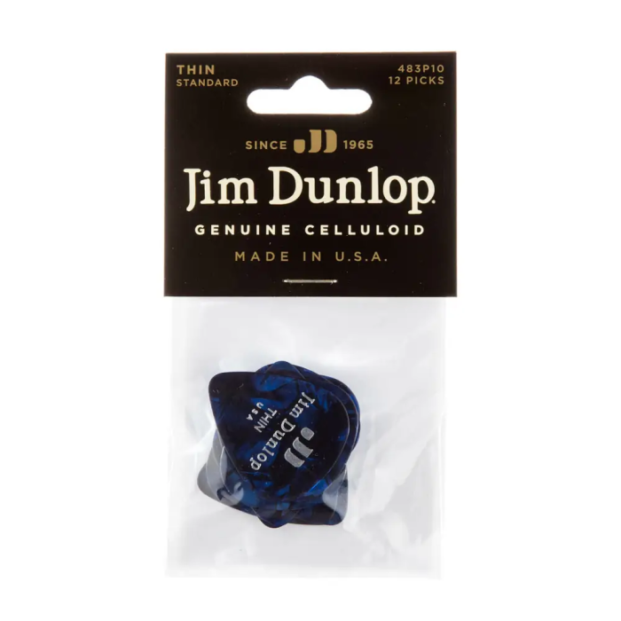 Dunlop Pack 72 Púas Genuine Celluloid Classic Azul Perlado - Thin 3