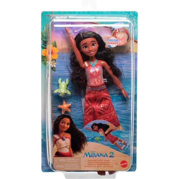 Mattel JFF08 Muñeca Princesa Vaiana Nadadora Disney Princess Cambia de Color 3