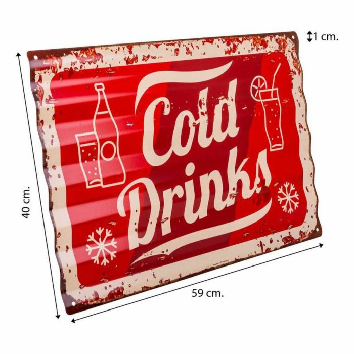 Placa de Pared Alexandra House Living Cold Drink Hierro 59 x 1 x 40 cm 1