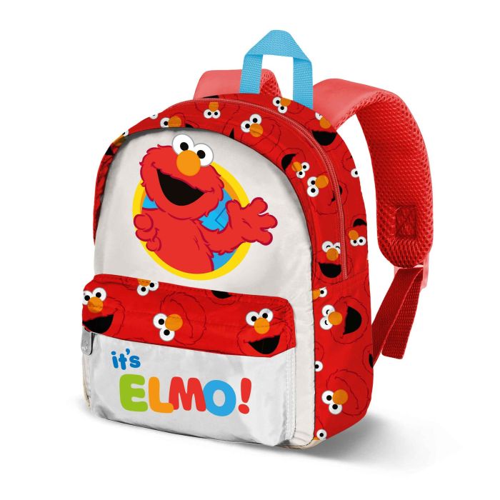 Barrio Sésamo Elmo Mochila Preescolar Joy Elmo Blanco 5L con Bolsillo Frontal y Espalda Acolchada de Poliéster 10x22x27cm