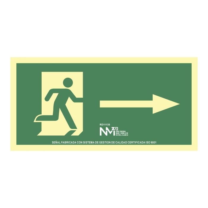 Normaluz Cartel de evacuación flecha derecha PVC 1mm Clase A 32x16cm 0 Normaluz Cartel de evacuación flecha derecha PVC 1mm Clase A 32x16cm 0