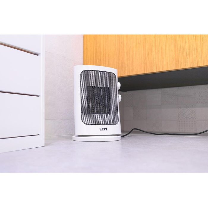 Edm Calefactor vertical oscilante 1000-1500w gris, termostato ajustable, protección sobrecalentamiento 3