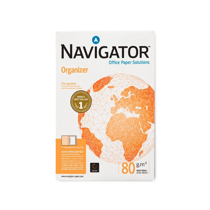 Navigator Papel Multiuso Din A4 80 Gramos 2 Taladros Paquete 500 Hojas para Ink-jet y Laser 1