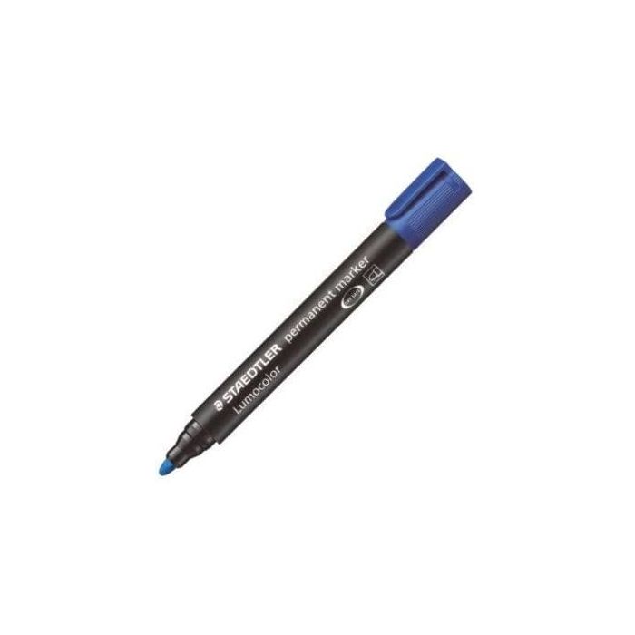 Staedtler Marcador Permanente Lumocolor 352-3 Azul, Punta Redonda, Trazo 2mm, Para Multisuperficies (Caja de 10 Unidades) (10 Unidades)