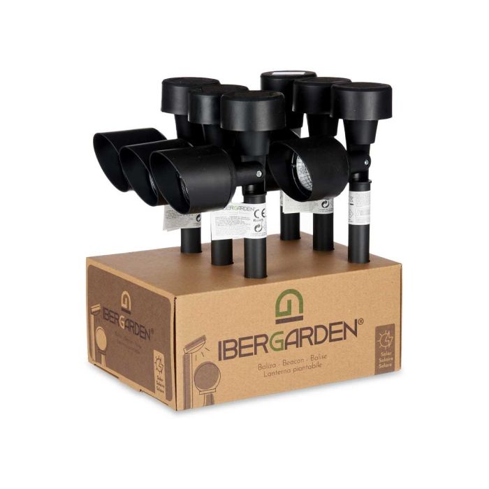 IBERGARDEN Baliza Solar Articulada Negra Plástico 12x26x5.5 cm Polipropileno LED IP44 (Set de 24)