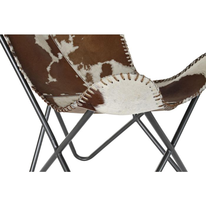 DKD Home Decor Sillón Colonial Marrón Blanco Piel Hierro 70x70x90 cm 3