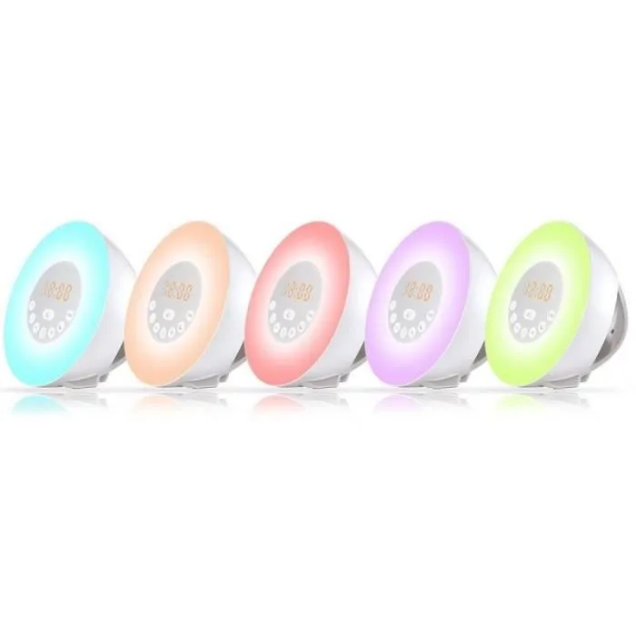 CGV Radio Reloj CR ARUNA con Simulador de Amanecer, 6 Colores Ambientales - Blanco 1