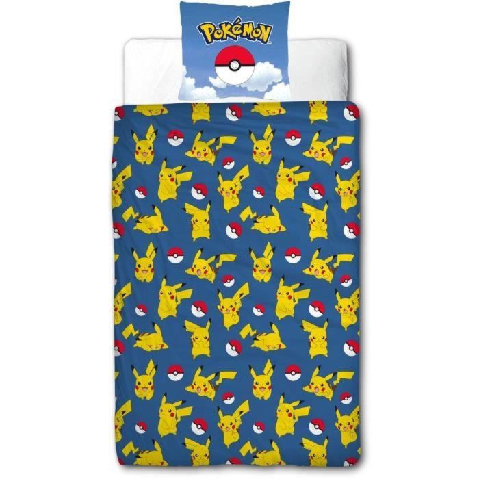 Pokemon AAARQ16155 - Juego de Cama Reversible Pikachu y sus Amigos - Microfibra - 140x200 cm + Funda 63x63 cm 2 Pokemon AAARQ16155 - Juego de Cama Reversible Pikachu y sus Amigos - Microfibra - 140x200 cm + Funda 63x63 cm 2