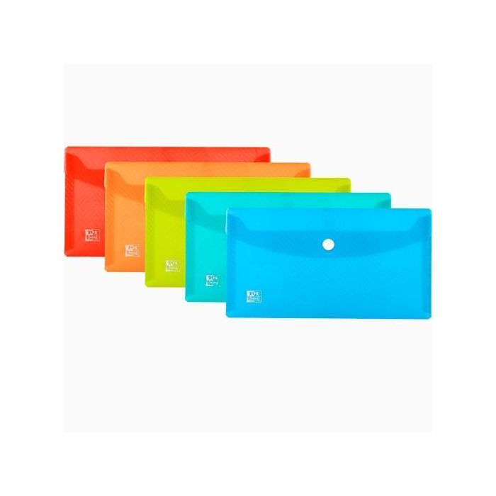 Oxford Sobres con Broche Urban Polipropileno 105x210mm Surtidos - Pack 5 Unidades para Documentos Pequeños (5 Unidades)