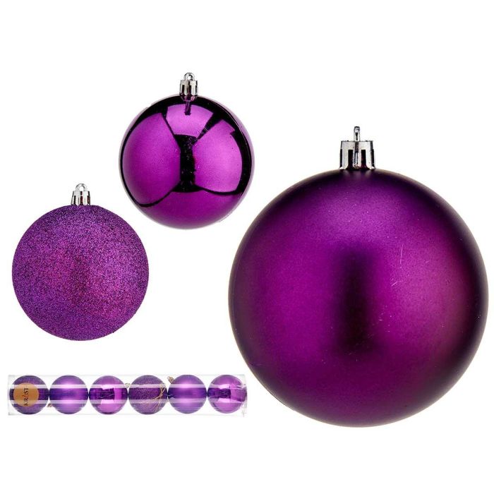 Set 6 Bolas Navidad 8 cm Morado Surt Krist+ (24 Unidades) Set 6 Bolas Navidad 8 cm Morado Surt Krist+ (24 Unidades)