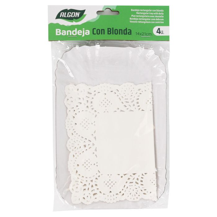 Set de 4 bandejas rectangulares Blonda 14x21 cm Algon (48 Cajas) 1 Set de 4 bandejas rectangulares Blonda 14x21 cm Algon (48 Cajas) 1
