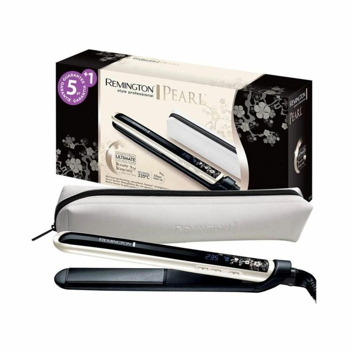 Remington S9500 Plancha de Pelo de Perlas con Recubrimiento Cerámico Ultimate, Temperatura Ajustable hasta 235°C y Pantalla Digital 1