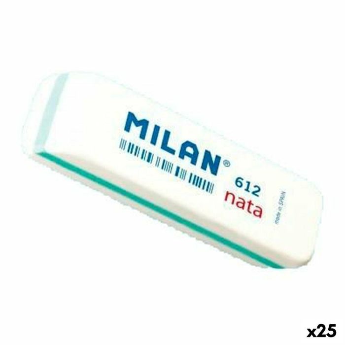 Set de Gomas de Borrar Milan 612 NATA Blanco 7,8 x 2,3 x 1,2 cm 12 Piezas (25 Unidades)
