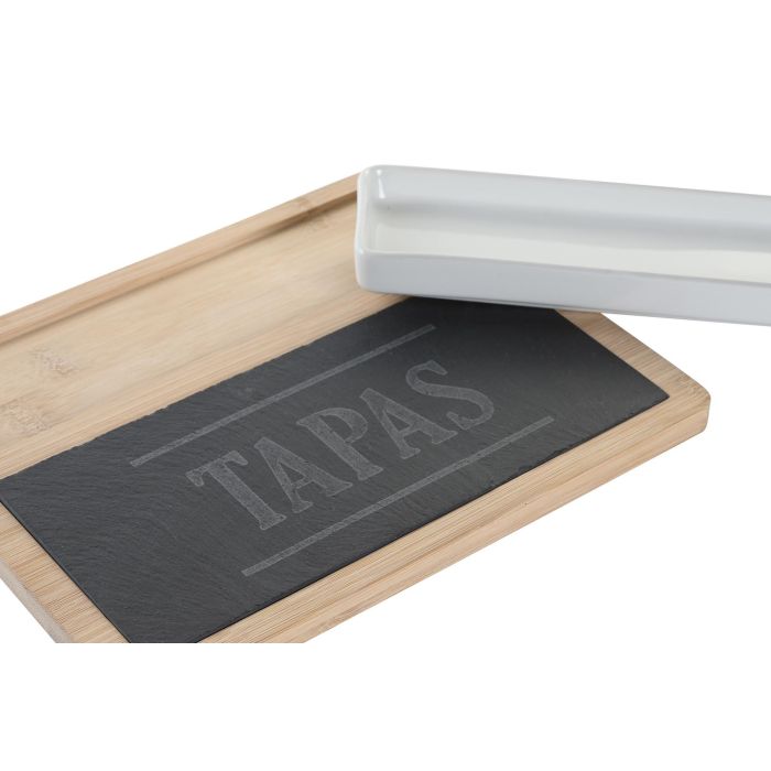 DKD Home Decor Set de 3 Tablas de Aperitivo Basicos de Bambú y Pizarra Natural Negro para Servir Tapas y Snacks 24x7x2.5 cm 0 DKD Home Decor Set de 3 Tablas de Aperitivo Basicos de Bambú y Pizarra Natural Negro para Servir Tapas y Snacks 24x7x2.5 cm 0
