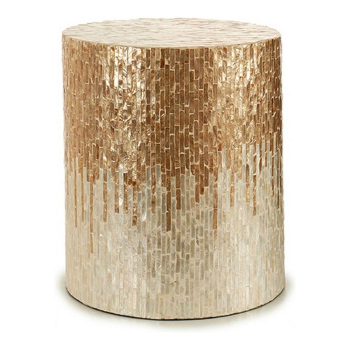 Taburete Redondo Nácar Claro 40 cm Giftdecor - DM, Concha Capiz, Blanco/Beige/Oro Taburete Redondo Nácar Claro 40 cm Giftdecor - DM, Concha Capiz, Blanco/Beige/Oro