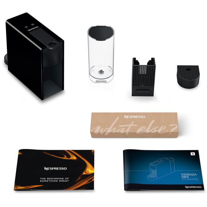 Krups XN1108 Máquina de Café Nespresso Essenza Mini, 19 bares, 1310W, 0.6L, Negra, Incluye 14 Cápsulas de Café