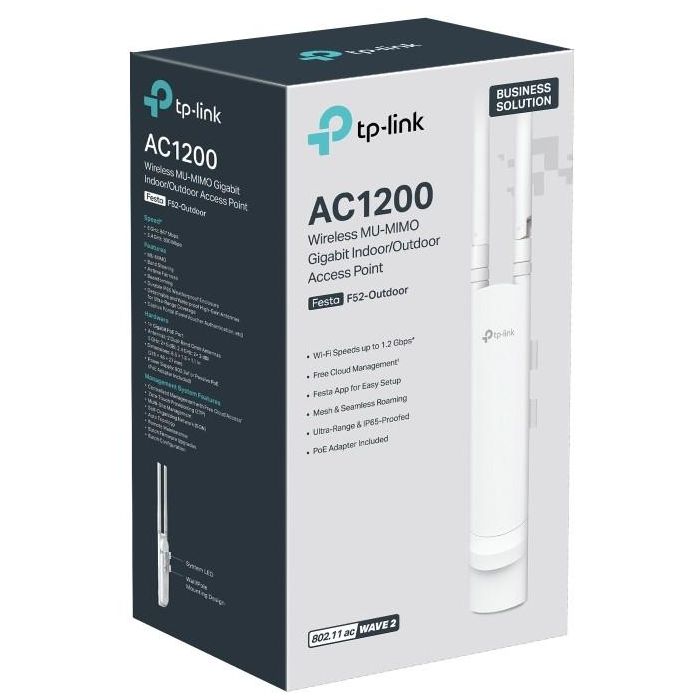 TP-Link Festa F52-Outdoor AC1200 - Punto de Acceso WiFi Exterior Doble Banda 1200Mbps PoE (2.4/5GHz) IP65 4