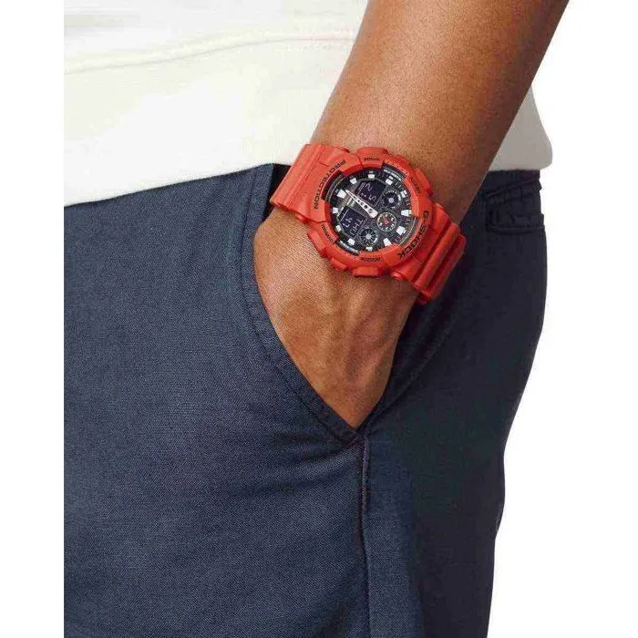 Casio GA100B4AER Reloj de Cuarzo para Hombre, Brazalete Rojo de Resina, Dial Negro Digital, Resistente al Agua 20 ATM 1