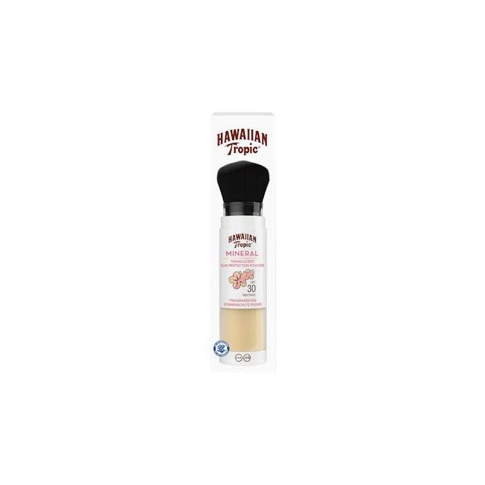 Hawaiian Tropic MINERAL BRUSH Brocha Maquillaje con Color, Polvos Minerales SPF30, Protector Solar Facial Tono Translúcido Mate 1 unidad