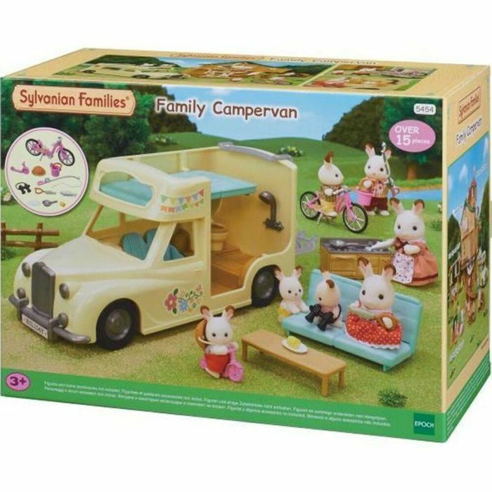 Sylvanian Families 5454 Autocaravana de Camping con Cocina, Baño, Literas y Accesorios: Bicicleta, Scooter
