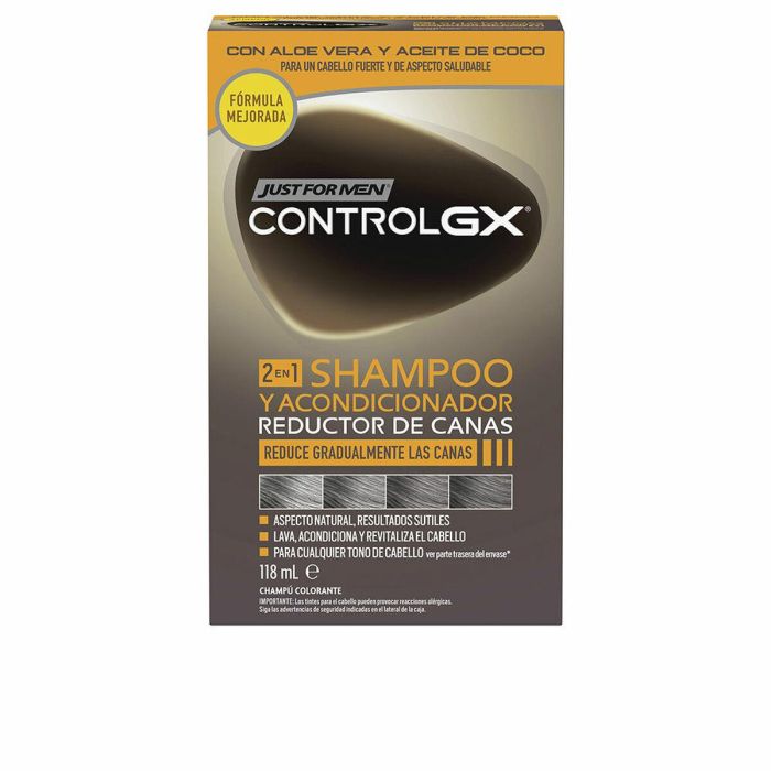 Just For Men RD-005361 CONTROL GX Champú Reductor de Canas Gradual con Acondicionador Hidratante para Hombre 118 ml Sin Amoniaco Just For Men RD-005361 CONTROL GX Champú Reductor de Canas Gradual con Acondicionador Hidratante para Hombre 118 ml Sin Amoniaco