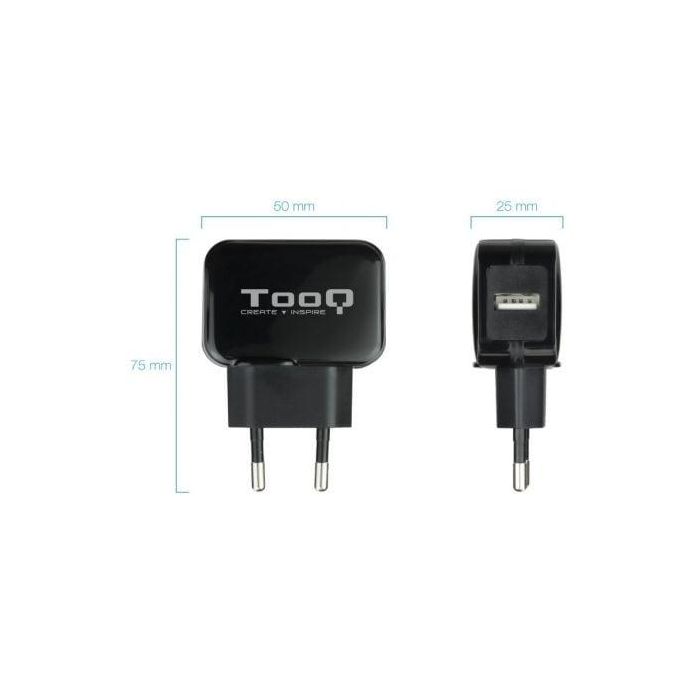 TooQ TQWC-1S01 Cargador de Pared USB 12W 5V 2.4A 1 Puerto Negro 1 TooQ TQWC-1S01 Cargador de Pared USB 12W 5V 2.4A 1 Puerto Negro 1