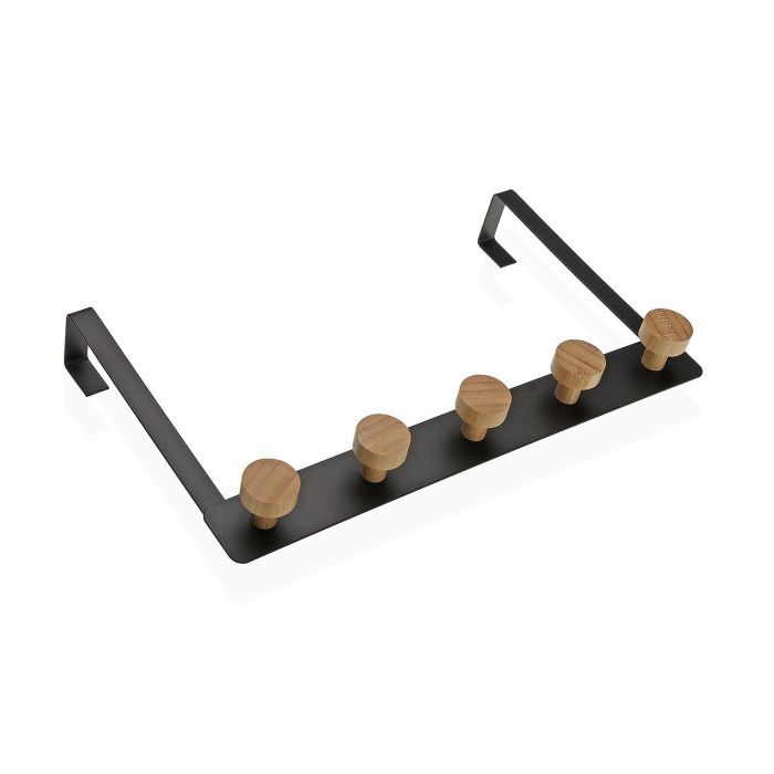 Perchero de Pared Negro 5 Ganchos Versa - 7.5x20x33 cm, Bambú y Metal (3 Unidades) Perchero de Pared Negro 5 Ganchos Versa - 7.5x20x33 cm, Bambú y Metal (3 Unidades)