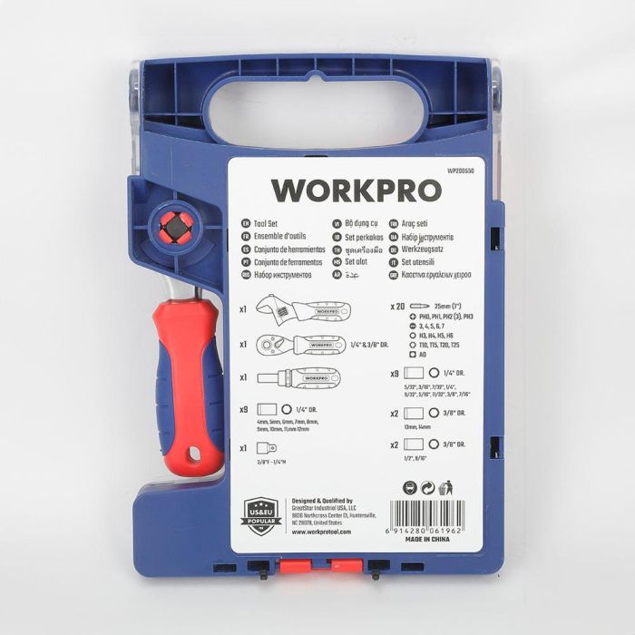 Workpro Conjunto de herramientas cortas de 46 piezas con estuche 5 Workpro Conjunto de herramientas cortas de 46 piezas con estuche 5