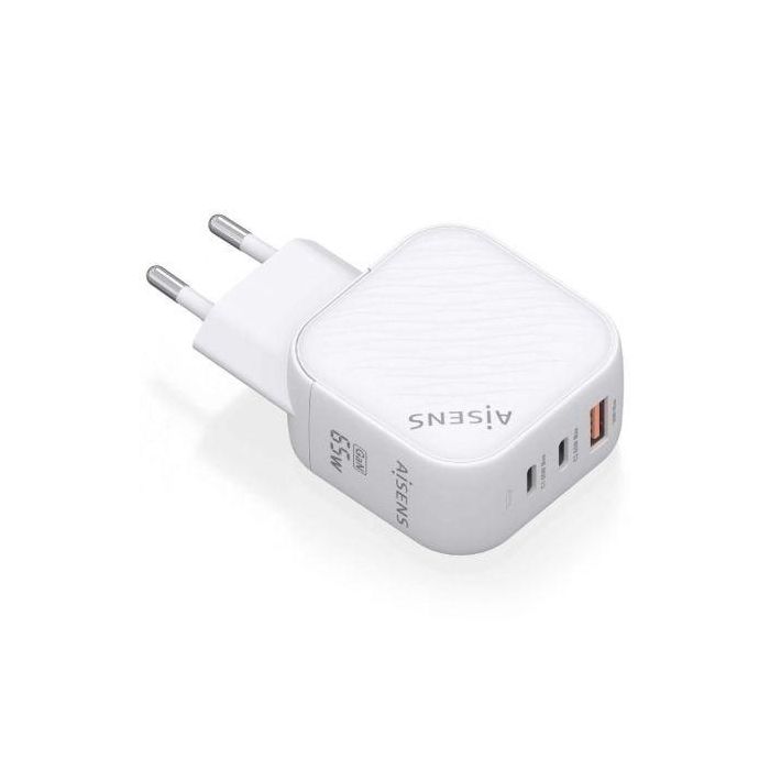 AISENS - CARGADOR GaN 65W, 2xUSB-C PD3.0 QC4.0, 1xUSB-A QC3.0, BLANCO 0 AISENS - CARGADOR GaN 65W, 2xUSB-C PD3.0 QC4.0, 1xUSB-A QC3.0, BLANCO 0