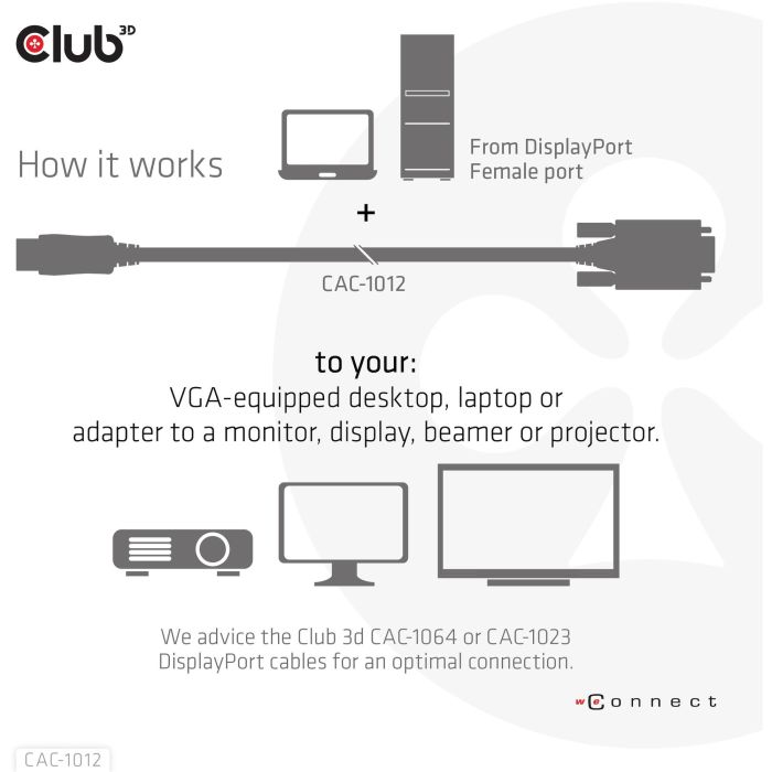 Club3D Kabel DisplayPort > VGA St/St 2m retail 4 Club3D Kabel DisplayPort > VGA St/St 2m retail 4