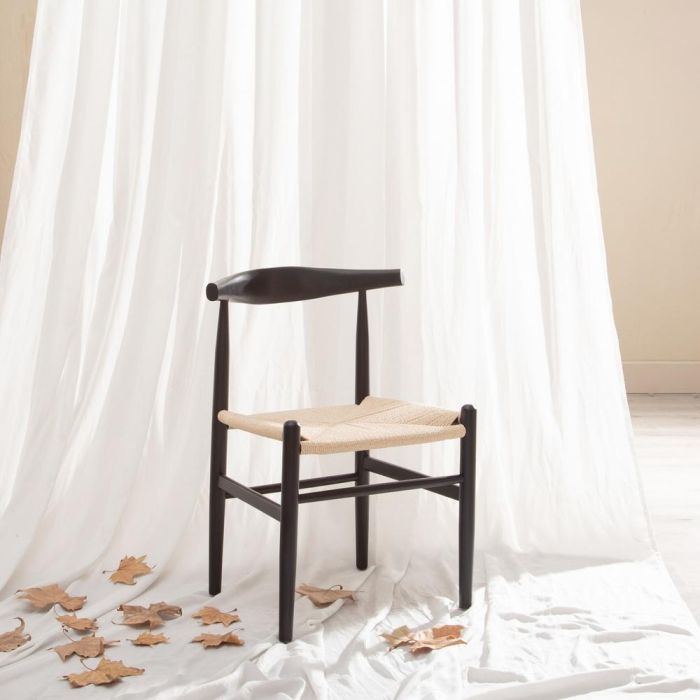 Silla Negro Madera / Fibra Salón 53,50 X 47 X 77 cm