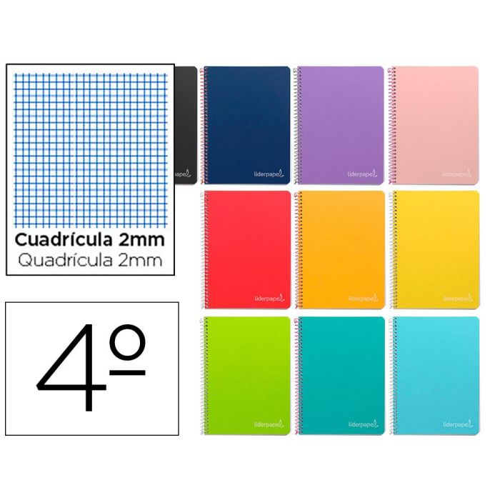 Cuaderno Espiral Liderpapel Cuarto Witty Tapa Dura 80H 75 gr Milimetrado 2 mm Colores Surtidos 10 unidades