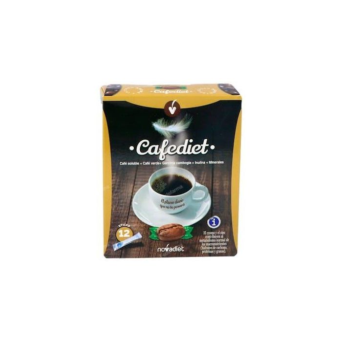 NOVADIET Cafediet, Café soluble con Café Verde y Garcinia Cambogia. Contribuye al metabolismo. Formato 12 Sticks