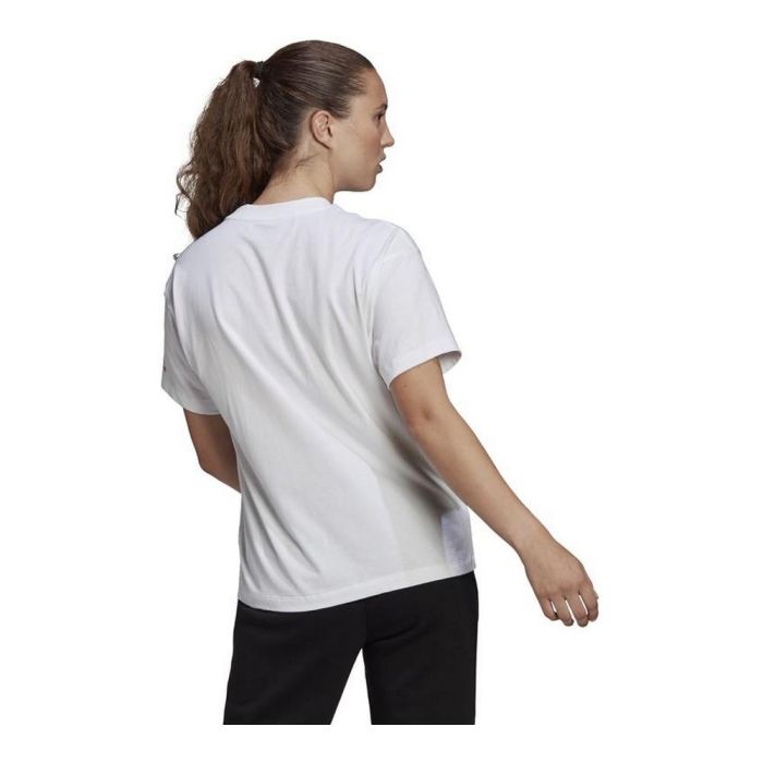 Camiseta de Manga Corta Mujer Adidas Giant Logo Blanco M 3