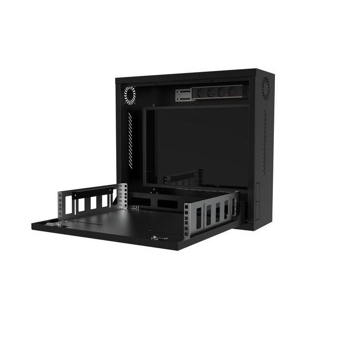 Lanview Armario Rack Caja de Seguridad para Videovigilancia 19'' 1U Montaje en Pared Slim con Doble Cerradura y VESA Lanview Armario Rack Caja de Seguridad para Videovigilancia 19'' 1U Montaje en Pared Slim con Doble Cerradura y VESA