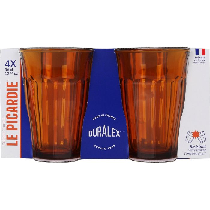 Duralex Set de 4 Vasos Picardie 36 cl Ambar (8 Cajas) 1