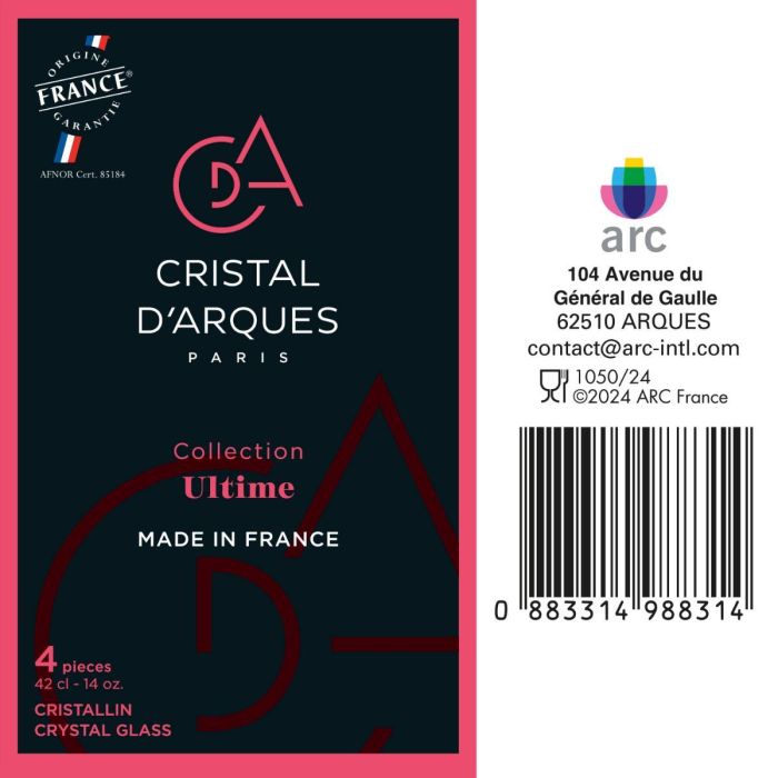 Caja 4 Copas Vino Cristalín Ultime Cristal d'Arques 42 cL 6