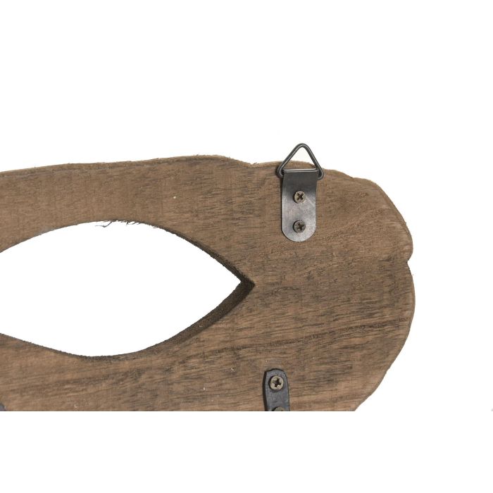 DKD Home Decor Perchero Blanco Natural Paulownia Metal 4.5 x 18 x 39 cm (4 Unidades)